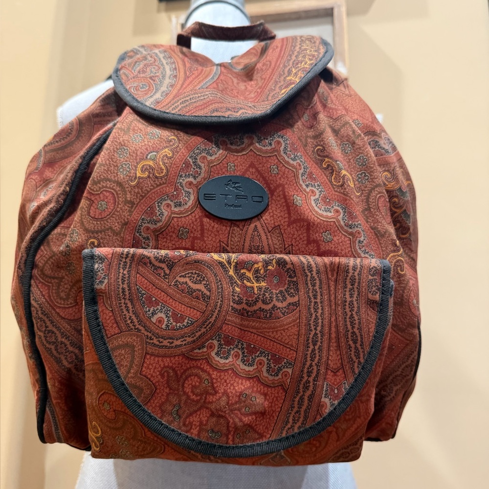 Etro Vintage Red and Brown Paisley Backpack
